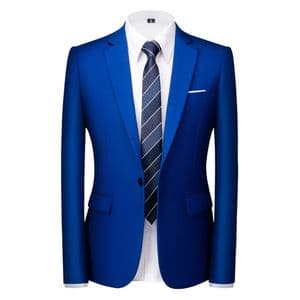 (Royal Blue) Blazers Mens Korean Business Formal Wear Tuxedo Suit Jacket
